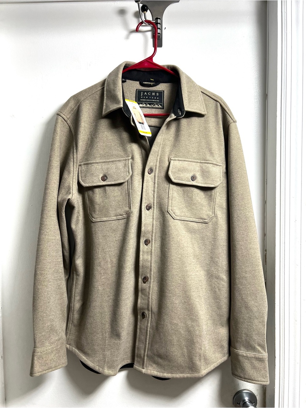 Jachs Men's Tan Shirt Jacket with Front Flap Pockets